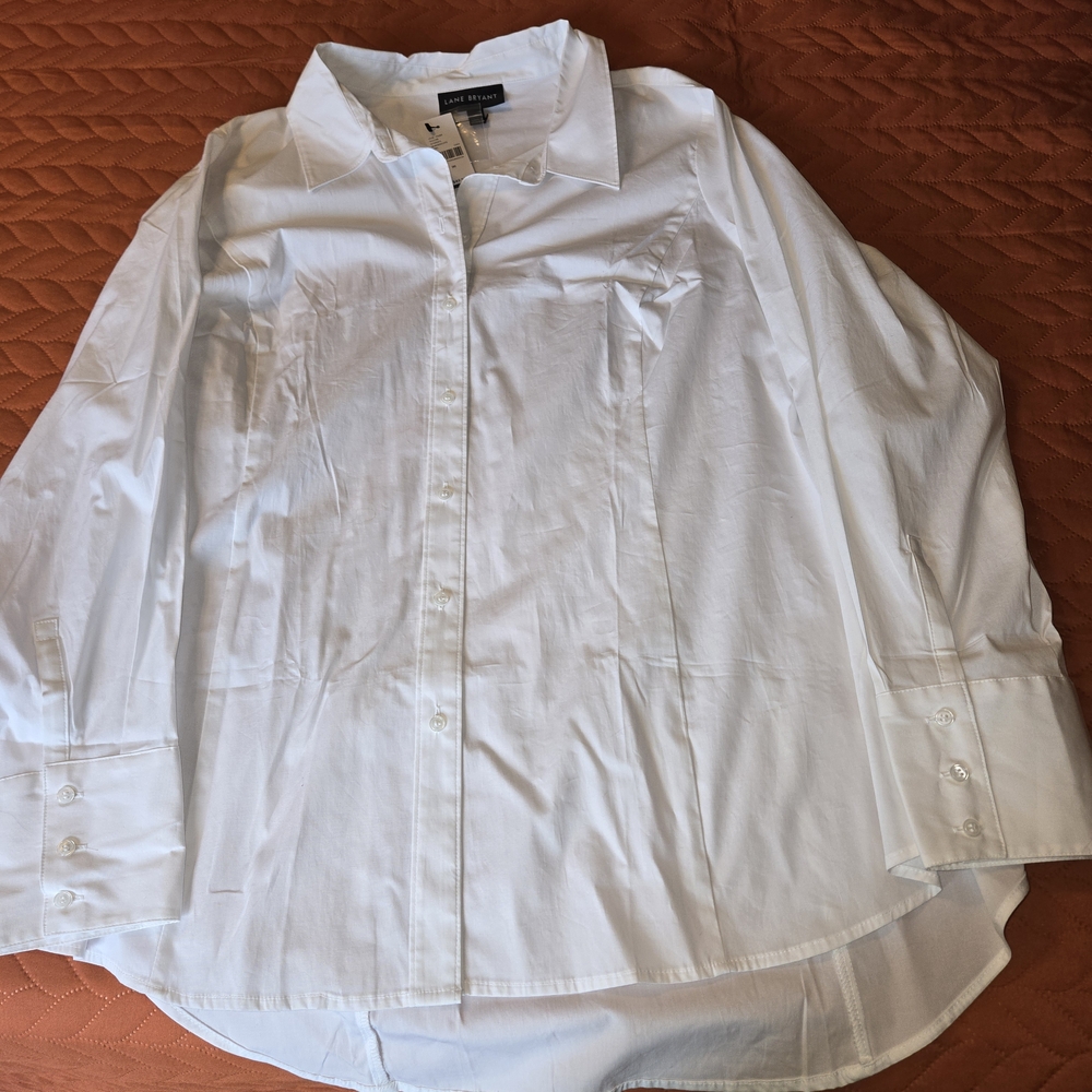 Lane Bryant White Button Down Shirt